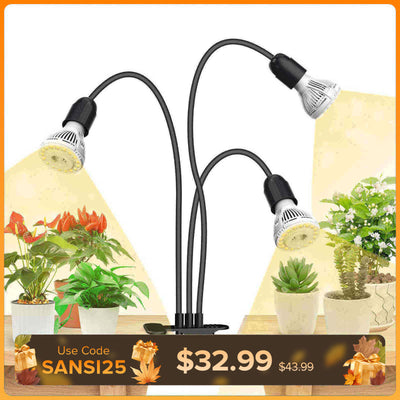 30 W verstellbares 3-Kopf-LED-Pflanzenlicht zum Anklemmen (NUR USA/Kanada) 