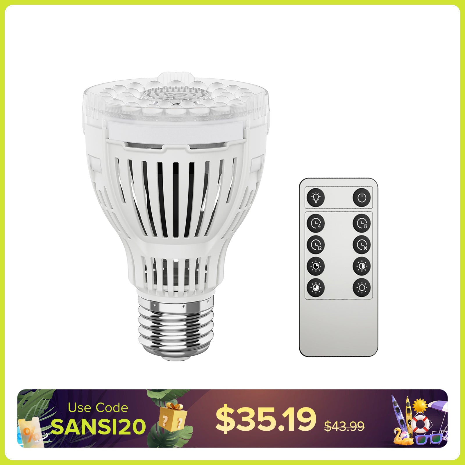 SANSI A19 10W LED Grow Light Bulb With Remote Control (EU/UK ONLY)