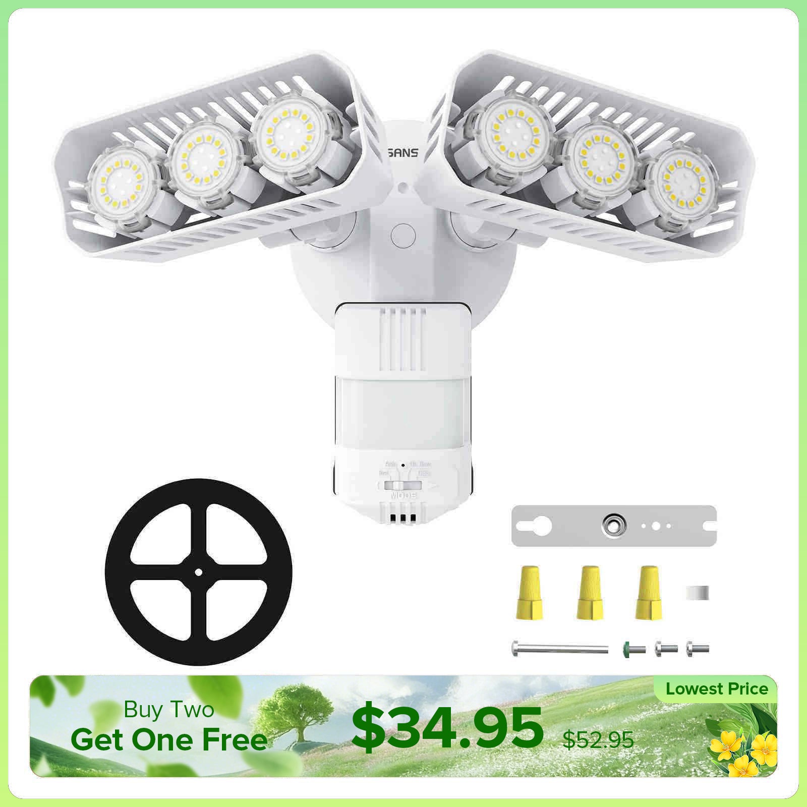 38W LED Security Light (Dusk to Dawn & Motion Sensor)(US CA ONLY)