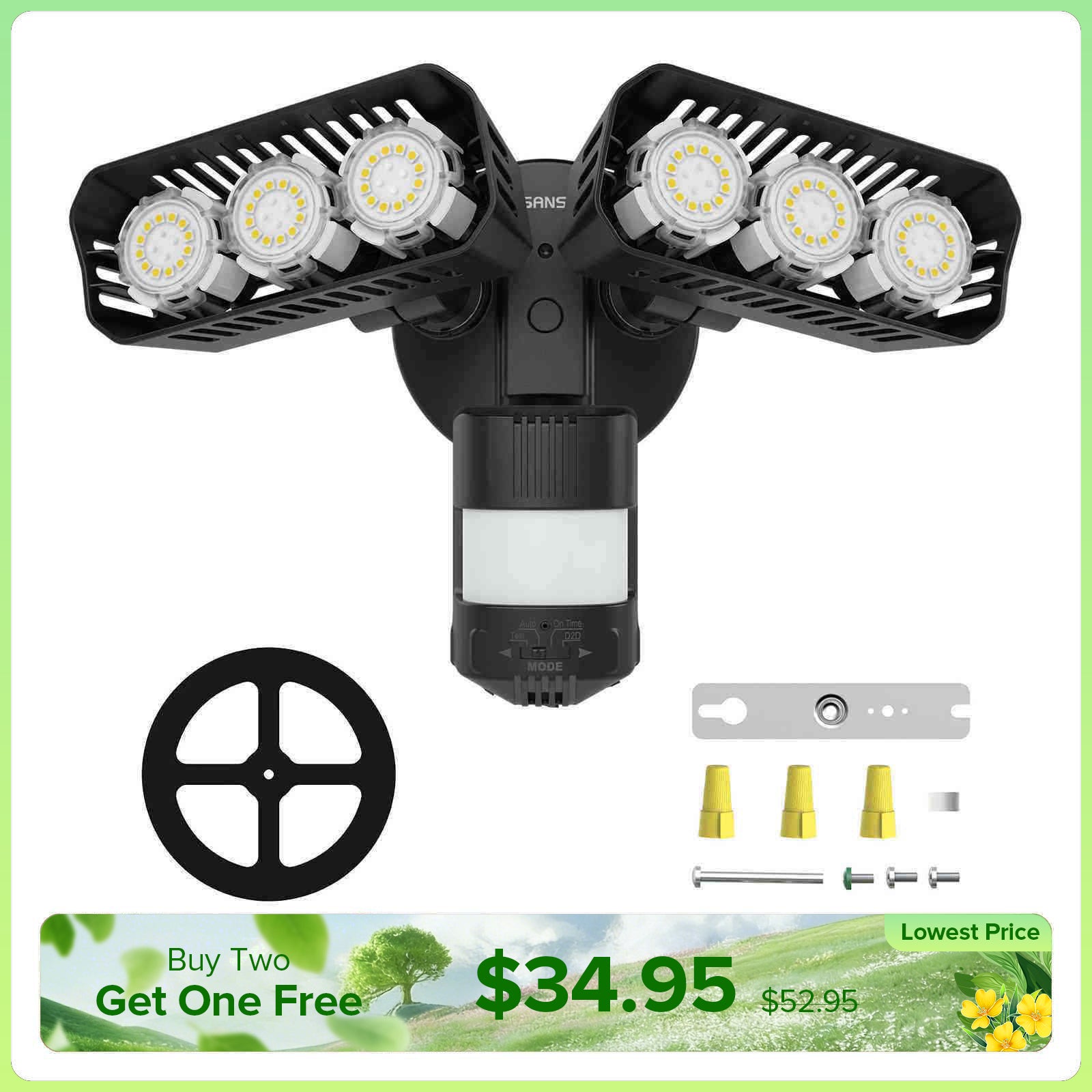 38W LED Security Light (Dusk to Dawn & Motion Sensor)(US CA ONLY)