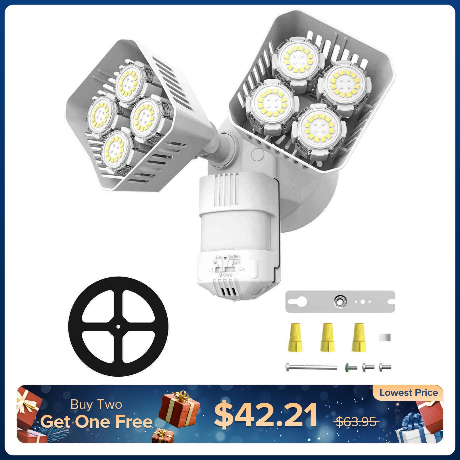 Quadratisches, verbessertes 54-W-LED-Sicherheitslicht (Dämmerung bis Morgengrauen und Bewegungssensor) (NUR USA/KANADA)