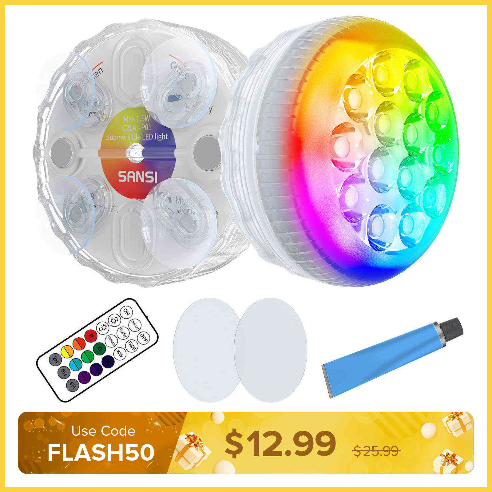 Upgraded RGB LED Submersible Pool Light