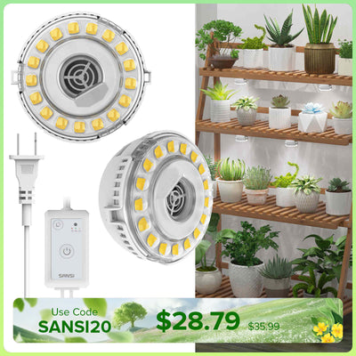 SANSI 10W LED Puck Grow Light With Timer & Dimmer