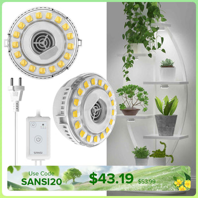SANSI 10W LED Puck Grow Light With Timer & Dimmer