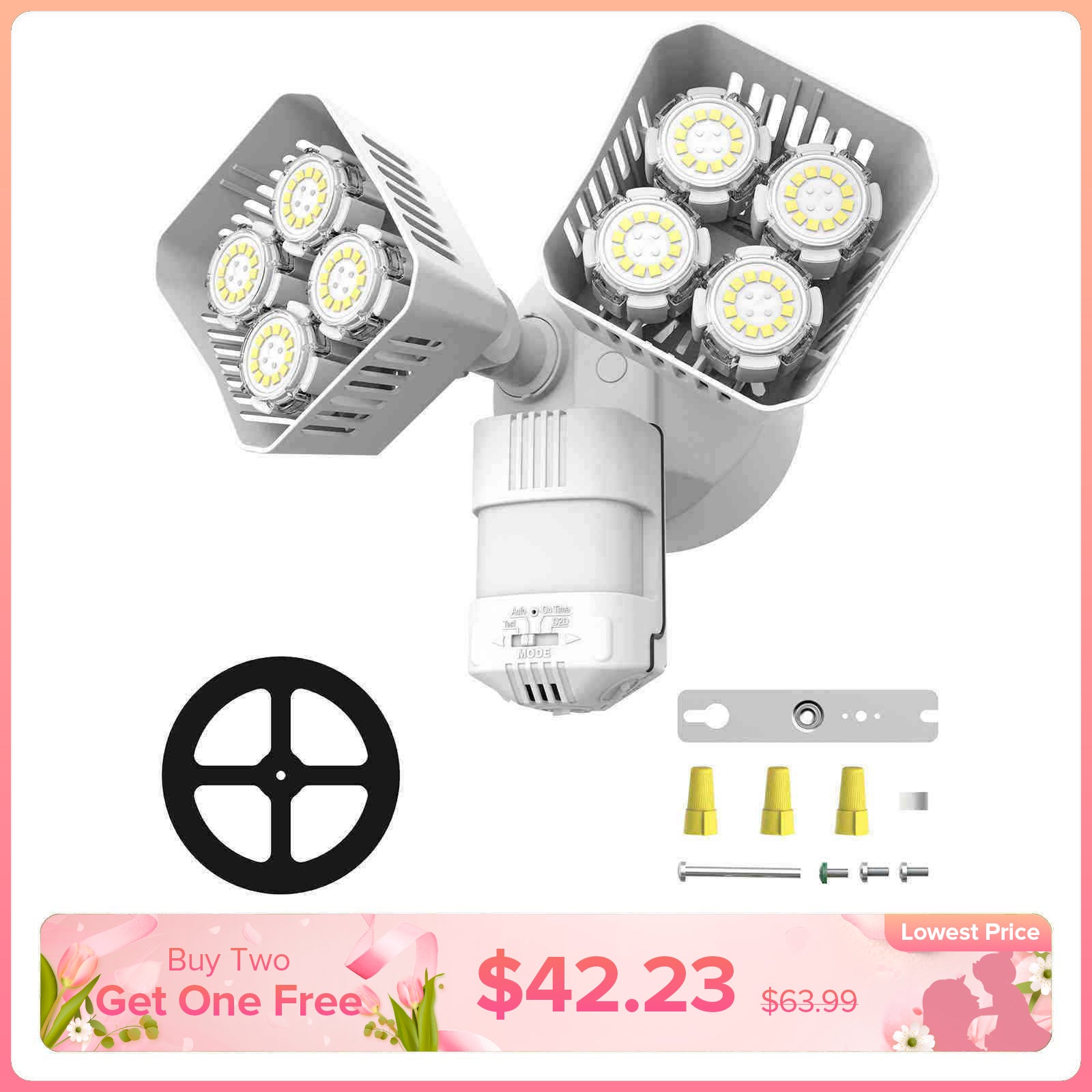 Square Upgraded 54W Led Security Light (Dusk to Dawn & Motion Sensor)(US/CA ONLY)