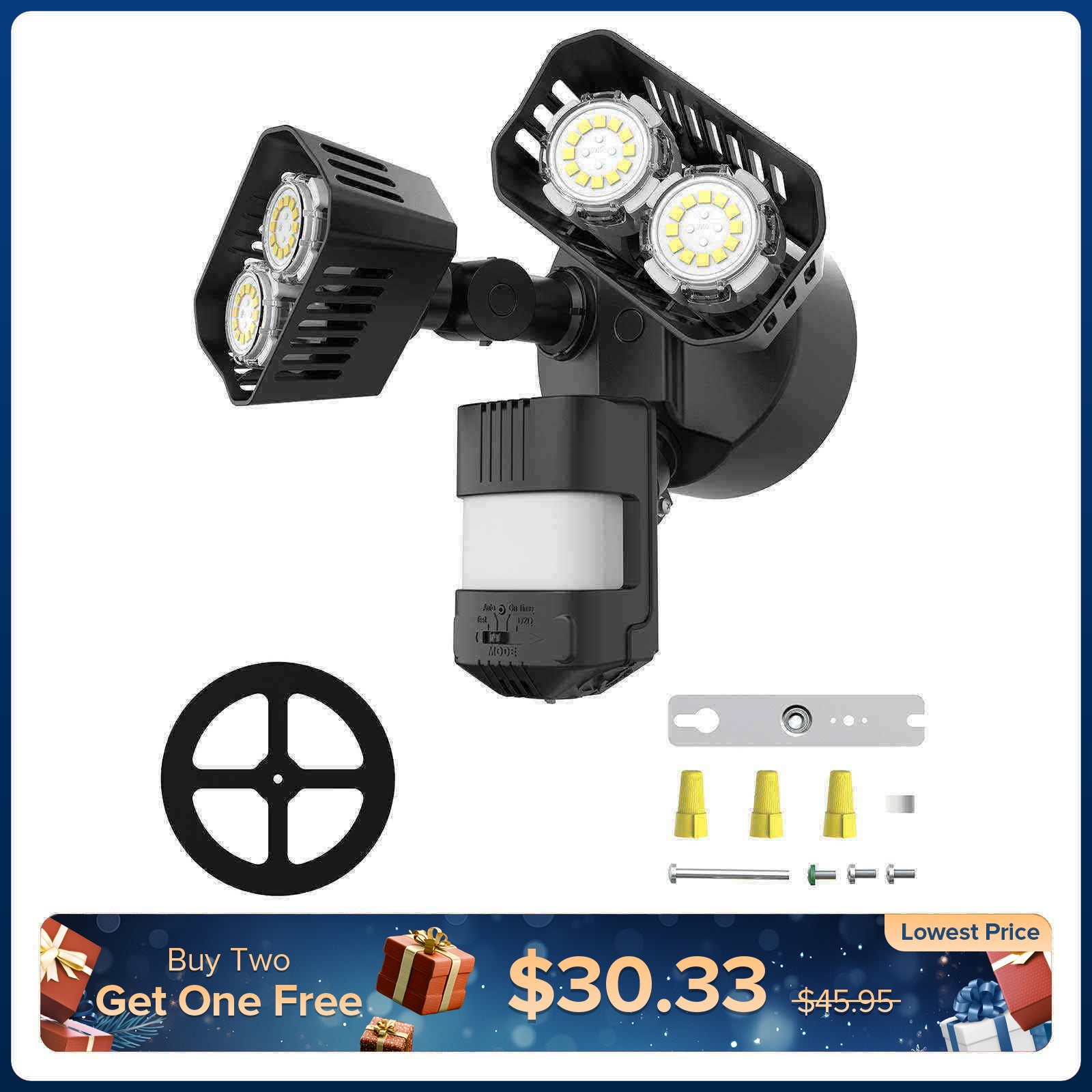 Upgraded 28W LED Security Light (Dusk to Dawn & Motion Sensor)(US ONLY)
