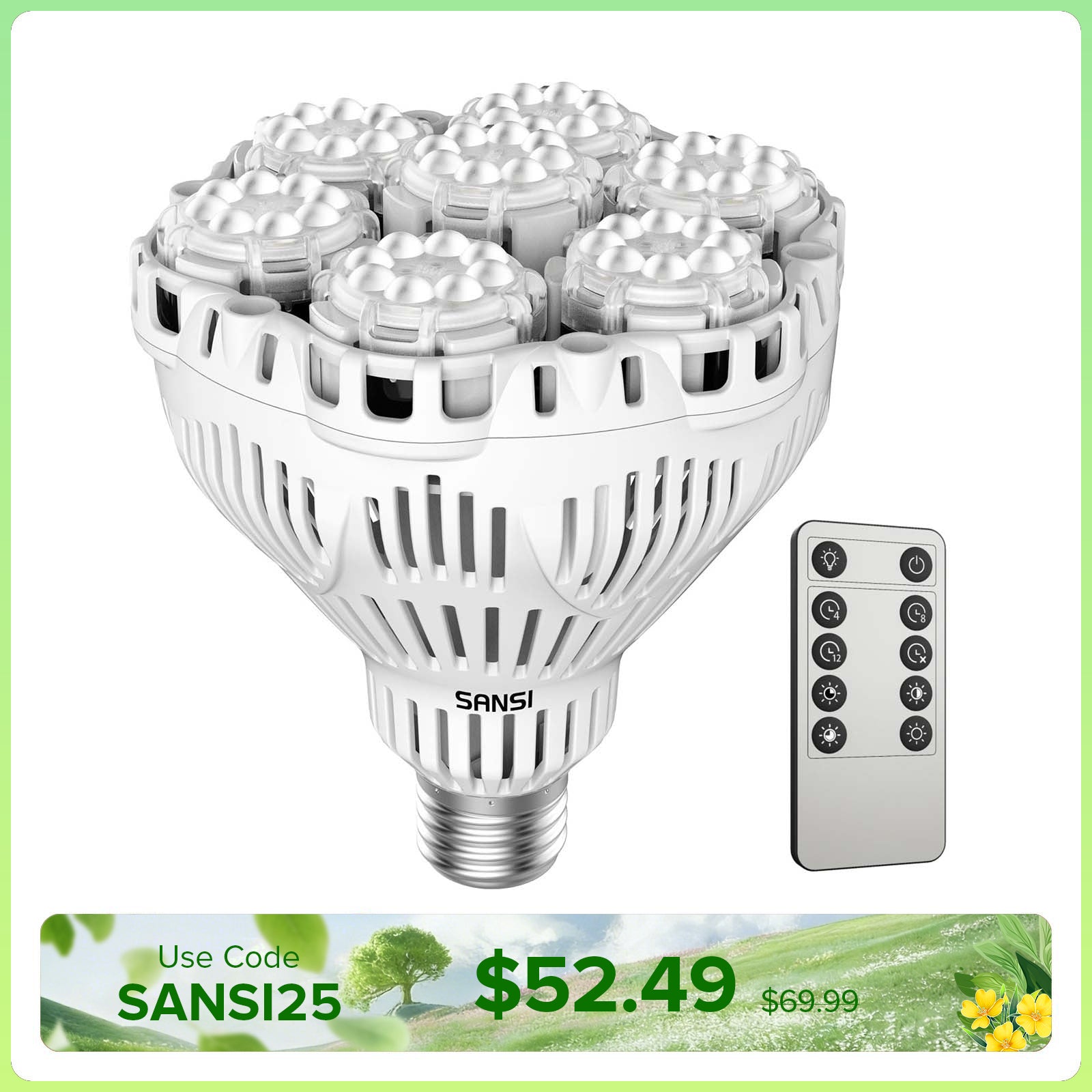 BR30 40W LED Grow Light Bulb With Remote Control
