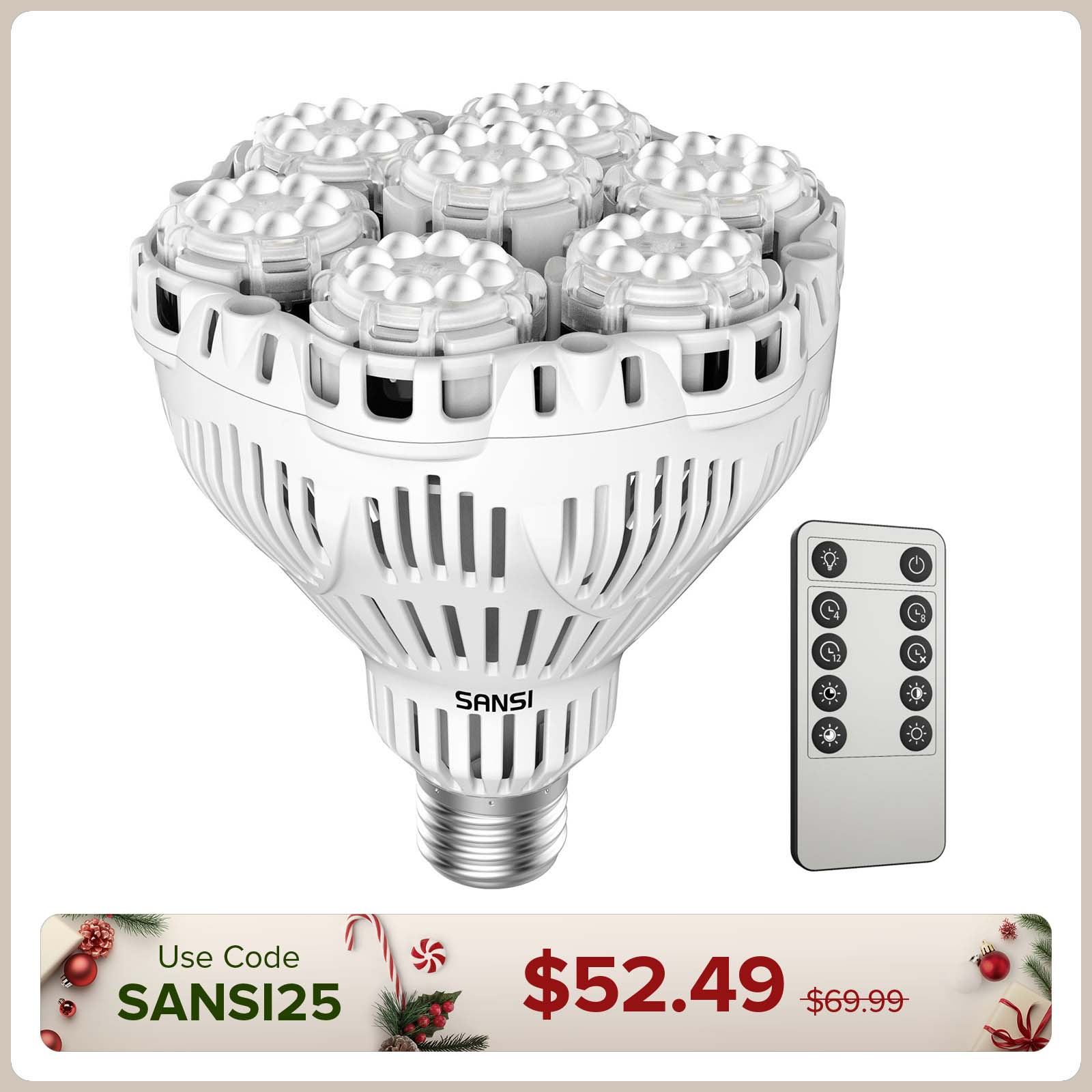 BR30 40W LED Grow Light Bulb With Remote Control