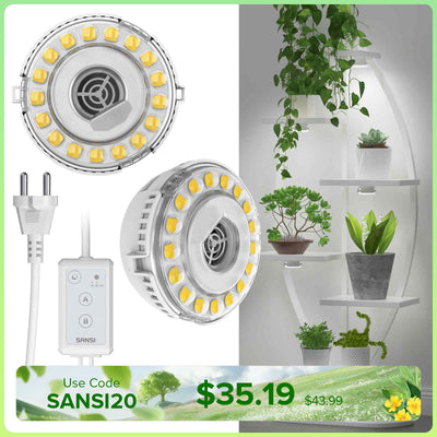 SANSI 10W LED Puck Grow Light With Timer & Dimmer