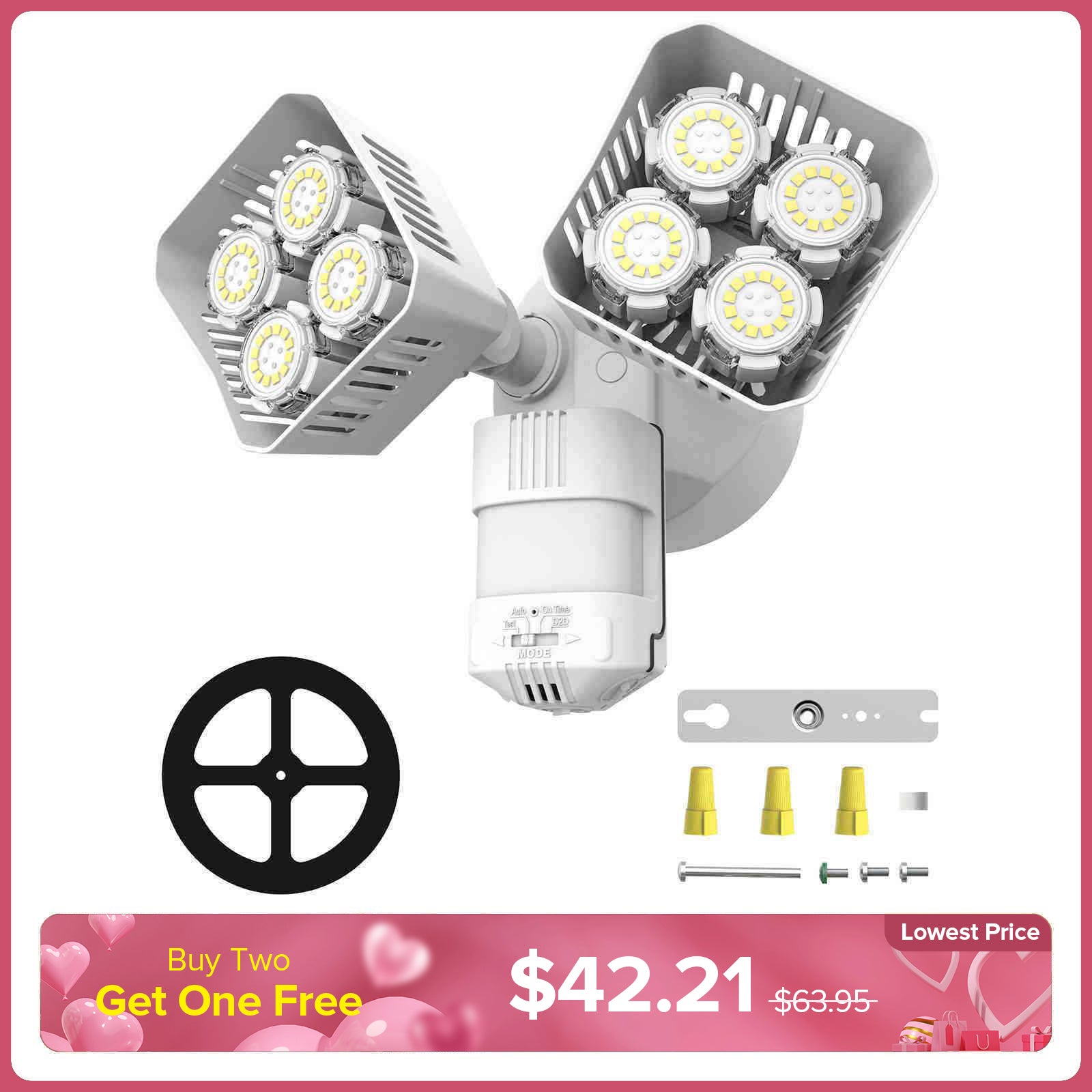 Square Upgraded 54W Led Security Light (Dusk to Dawn & Motion Sensor)(US/CA ONLY)