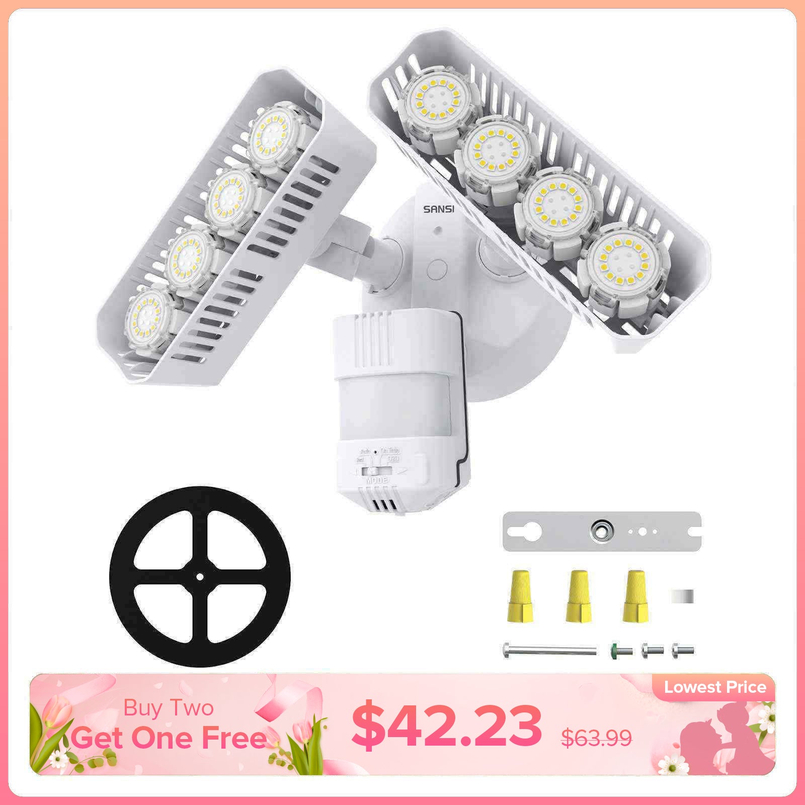 Rechteckiges, verbessertes 54-W-LED-Sicherheitslicht (Dämmerung bis Morgengrauen und Bewegungssensor) (NUR USA/KANADA)