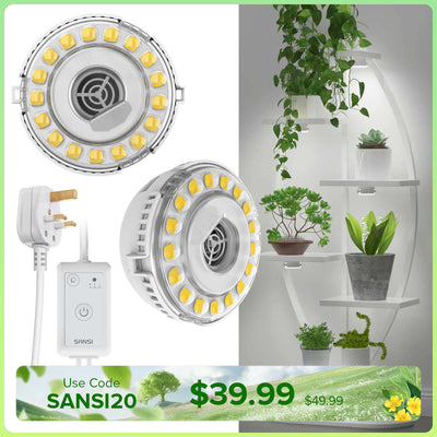 SANSI 10W LED Puck Grow Light With Timer & Dimmer