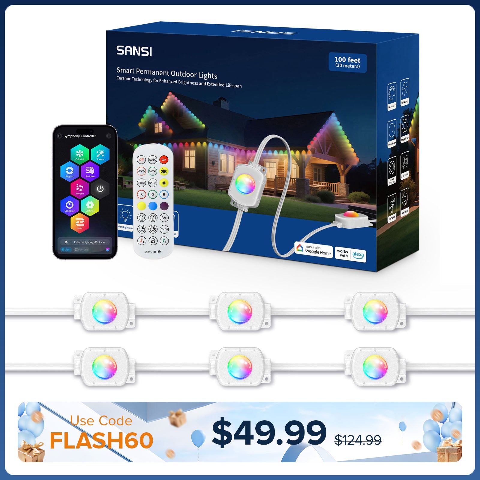 SANSI Smart Permanent Outdoor RGB-Leuchten