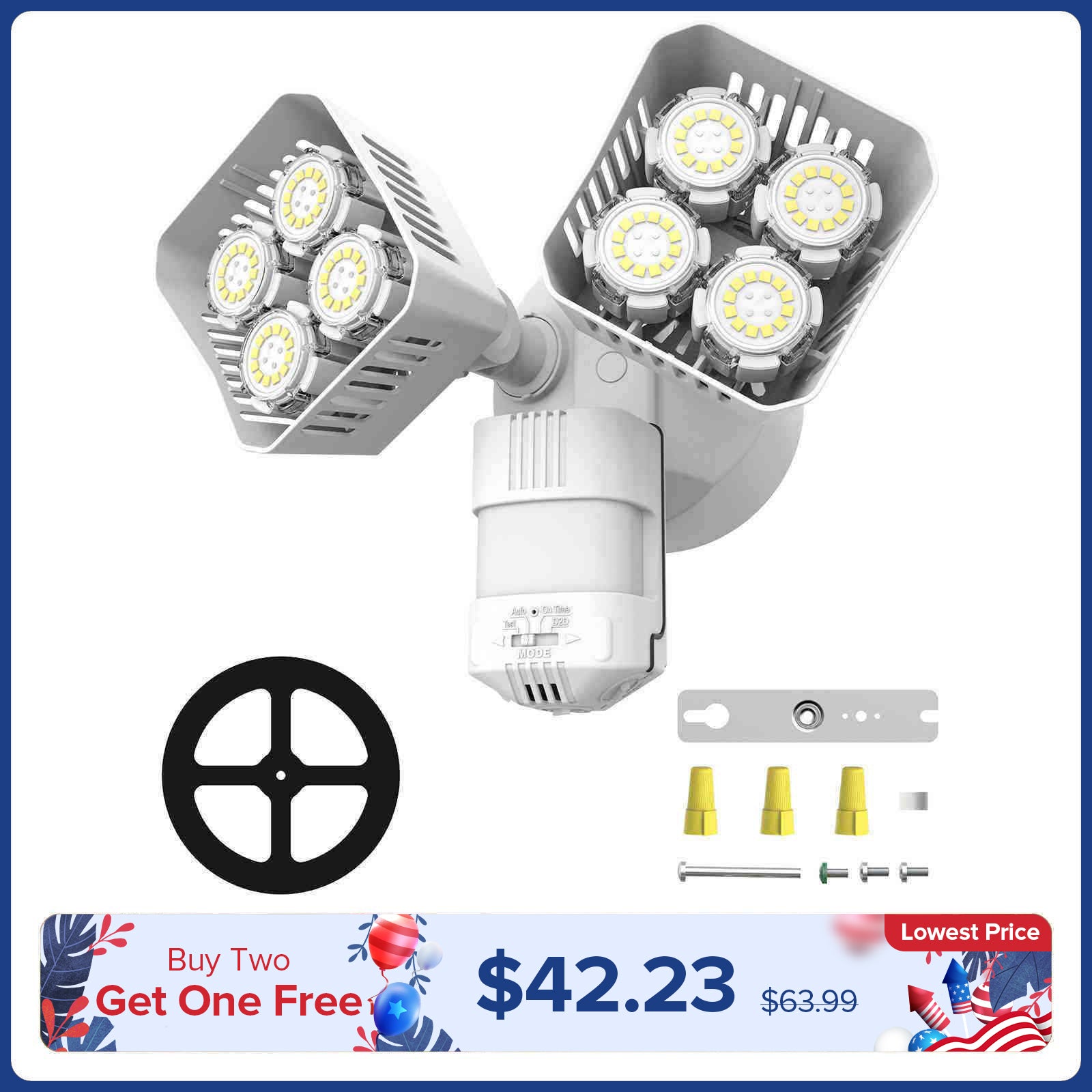 Square Upgraded 54W Led Security Light (Dusk to Dawn & Motion Sensor)(US/CA ONLY)