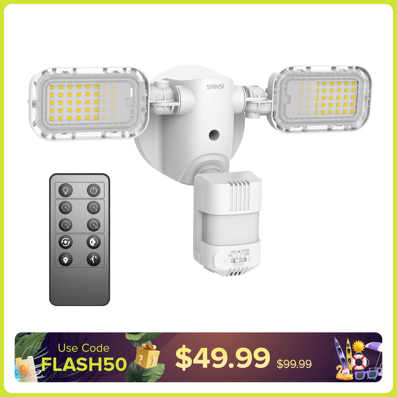 90W LED Security Light With Remote Control (Dusk to Dawn & Motion Sensor)(US/CA ONLY)