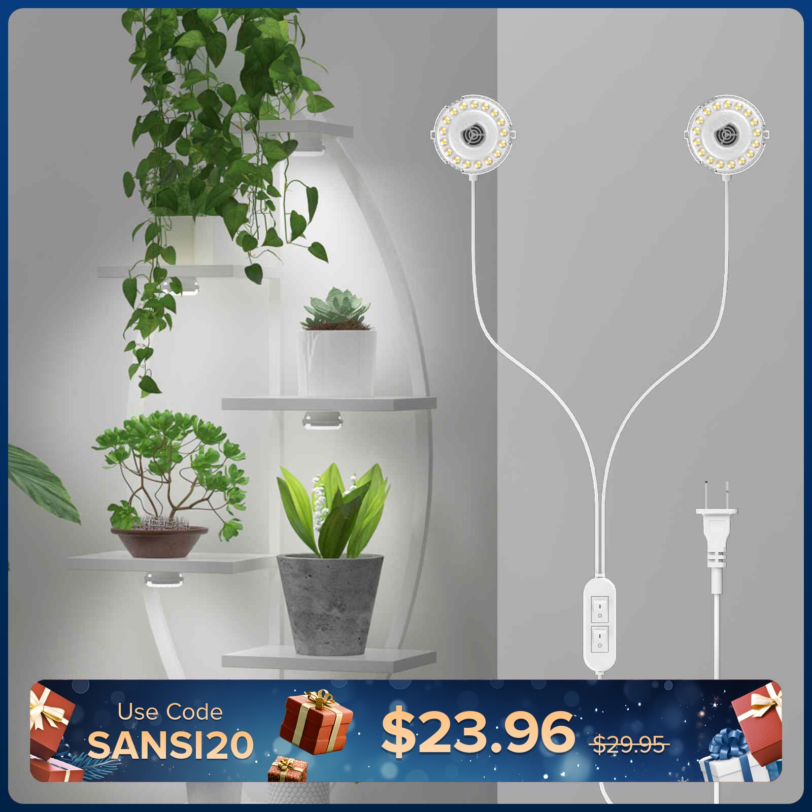 10W Vollspektrum 2-Kopf-Wachstumslichter mit Timer/ohne Timer