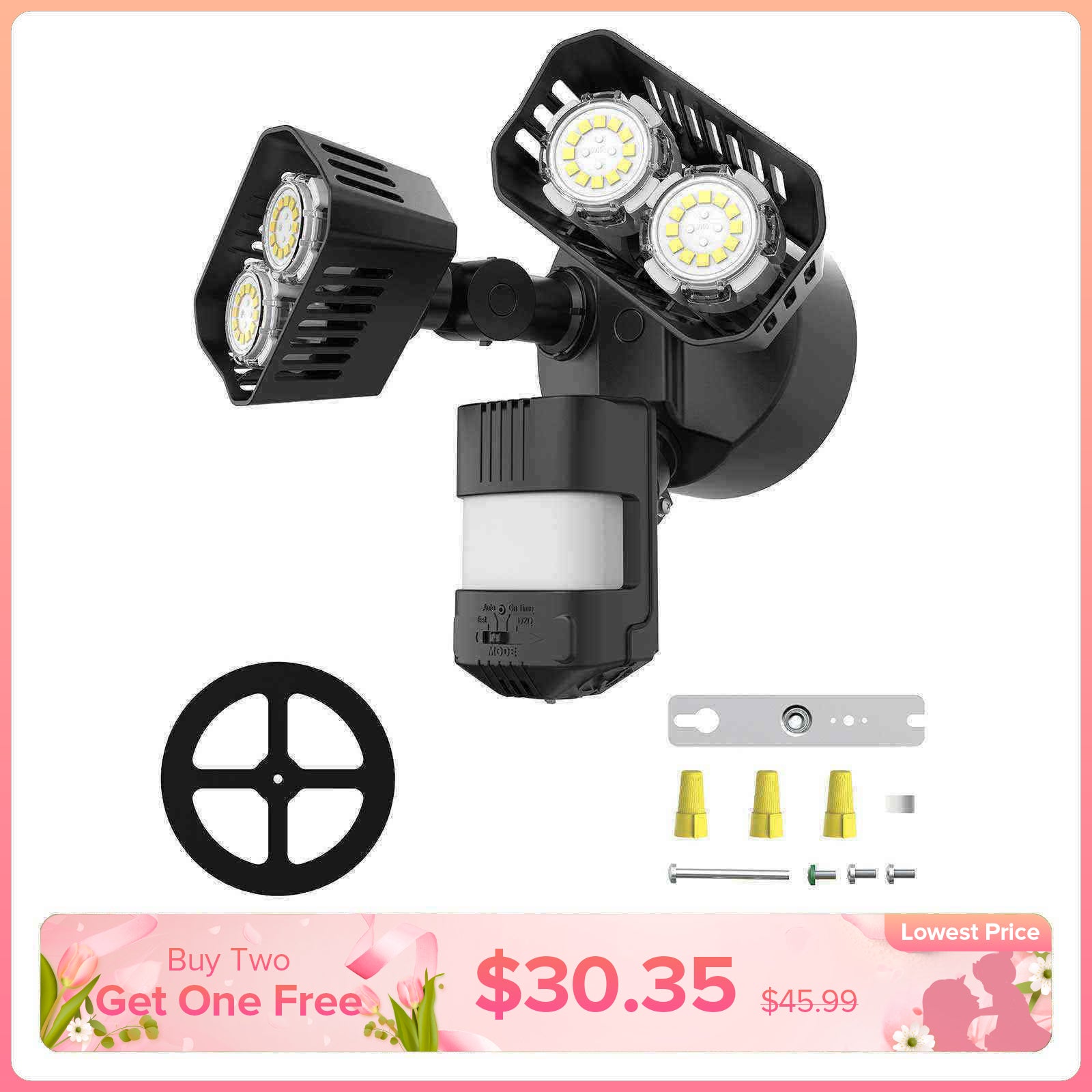 Verbessertes 28-W-LED-Sicherheitslicht (Dämmerung bis Morgengrauen und Bewegungssensor) (NUR USA)