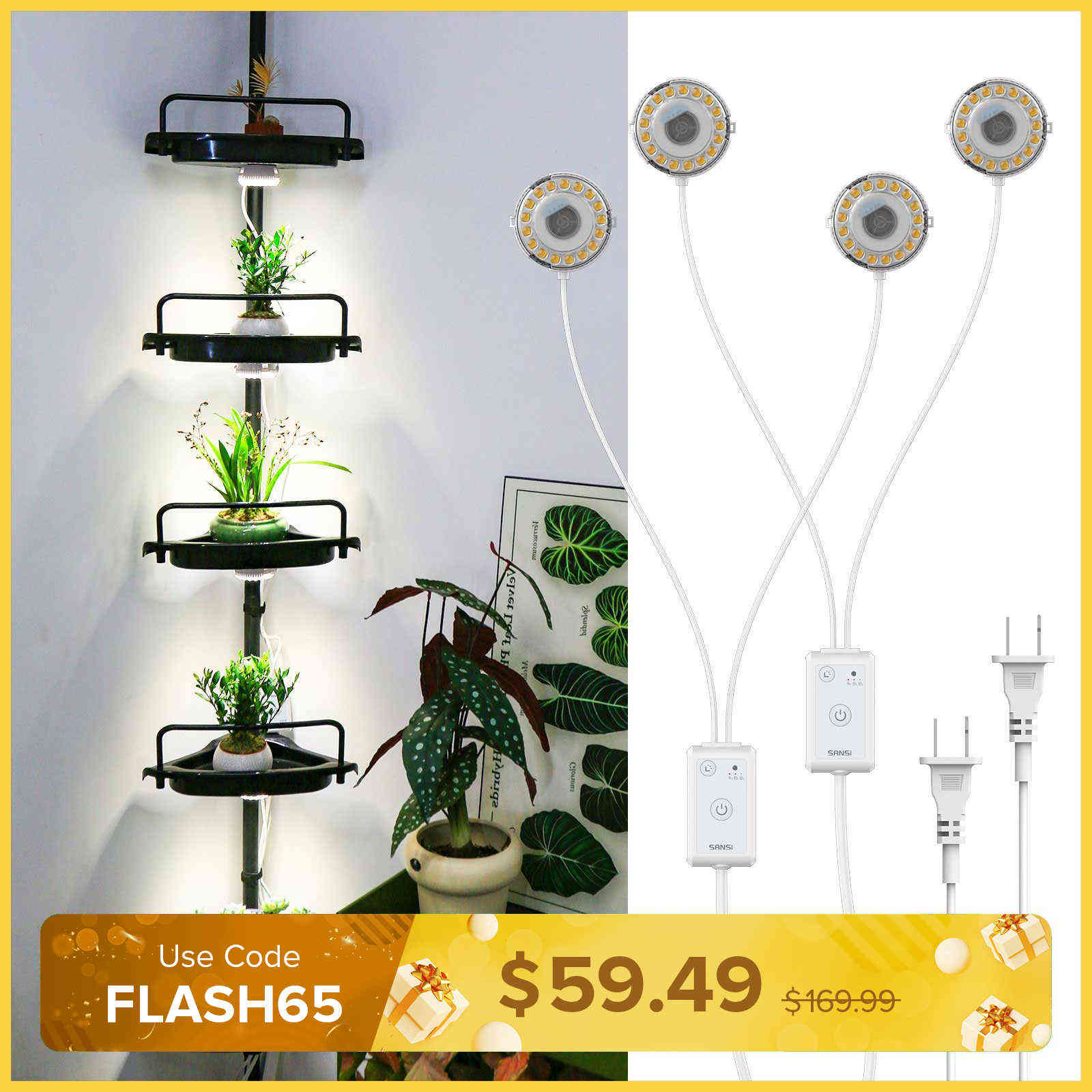 SANSI 20W LED Puck Grow Light with Shelf (US ONLY)