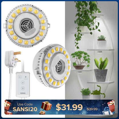 SANSI 10W LED Puck Grow Light With Timer & Dimmer