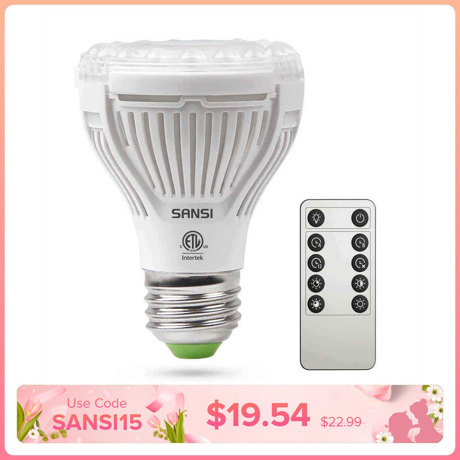 PAR20 10W LED Grow Light Bulb With Remote Control (US/CA ONLY)