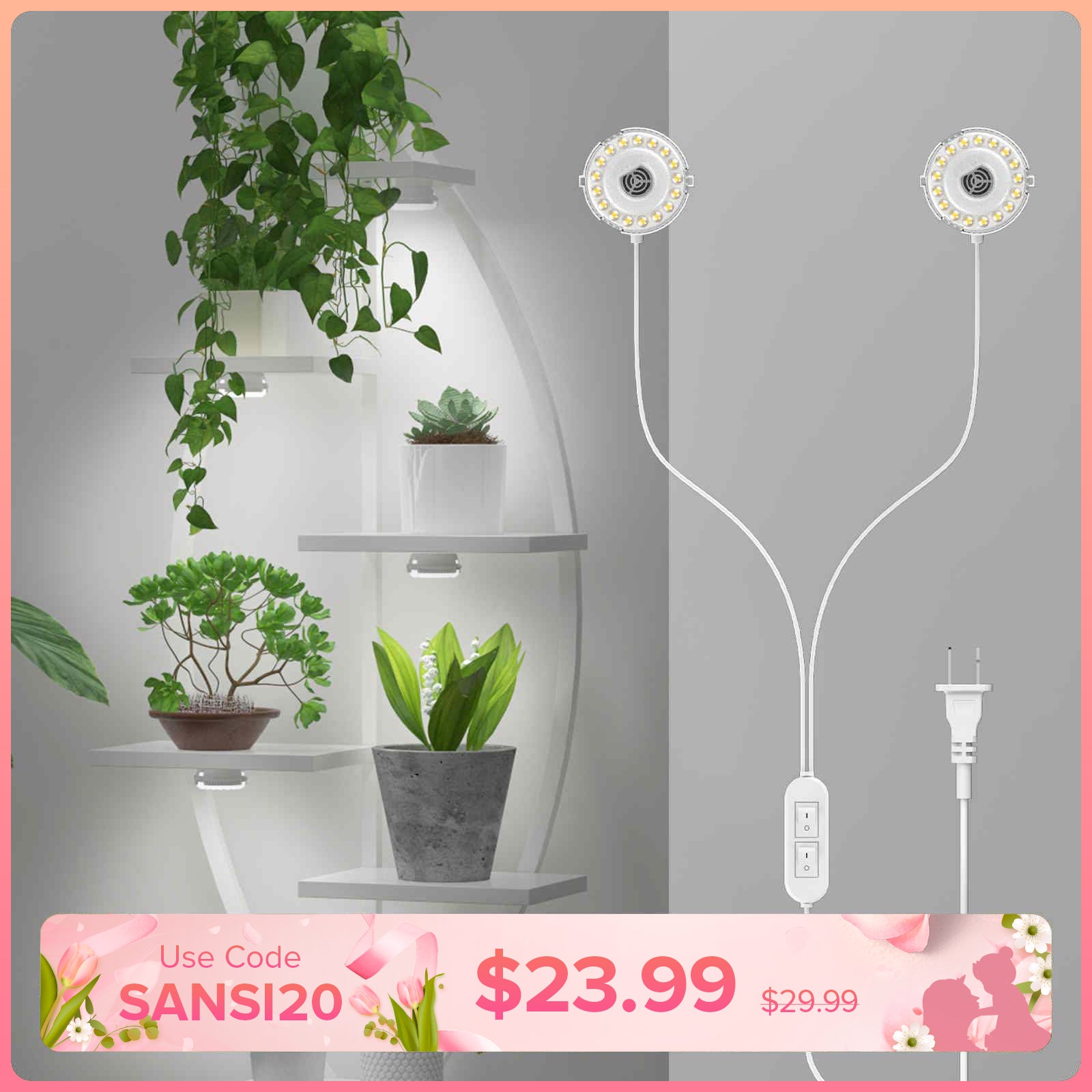 SANSI 10W LED Puck Grow Light (US/CA ONLY)