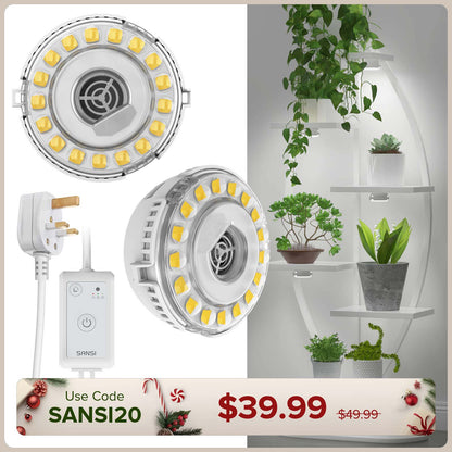 SANSI 10W LED Puck Pflanzenlampe mit Timer und Dimmer