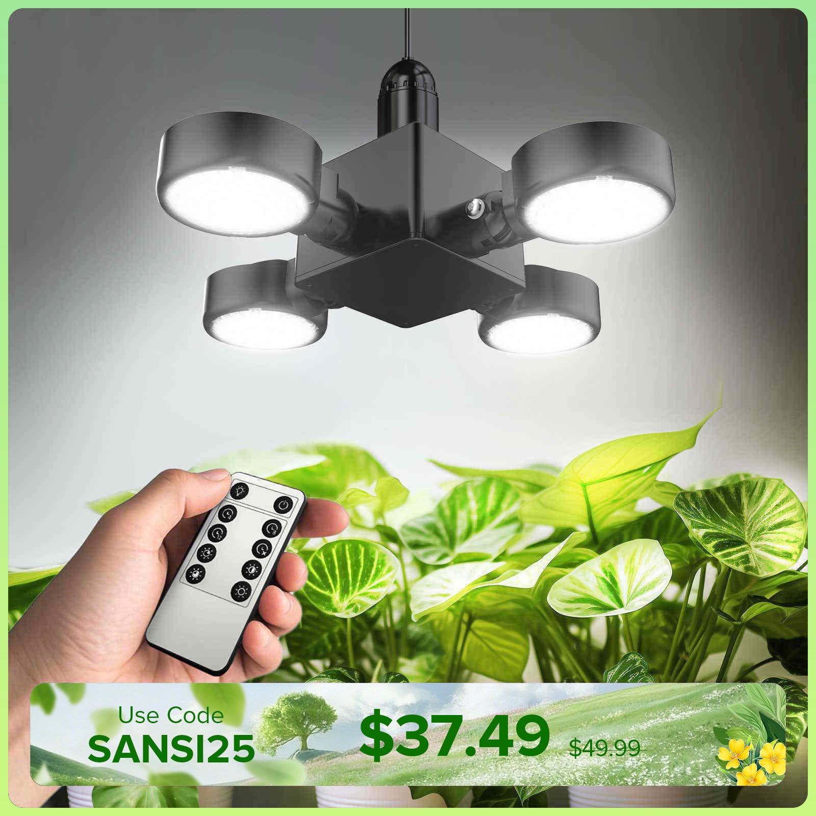 SANSI 40W Folding Wings LED Grow Light with Remote Control