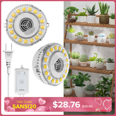SANSI 10W LED Puck Grow Light With Timer & Dimmer