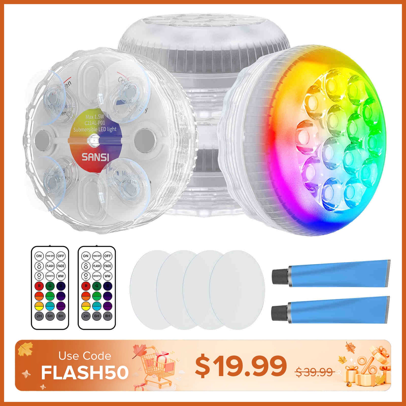 Upgraded RGB LED Submersible Pool Light