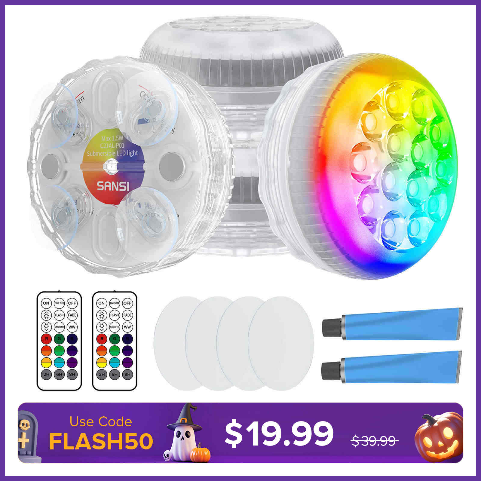Upgraded RGB LED Submersible Pool Light