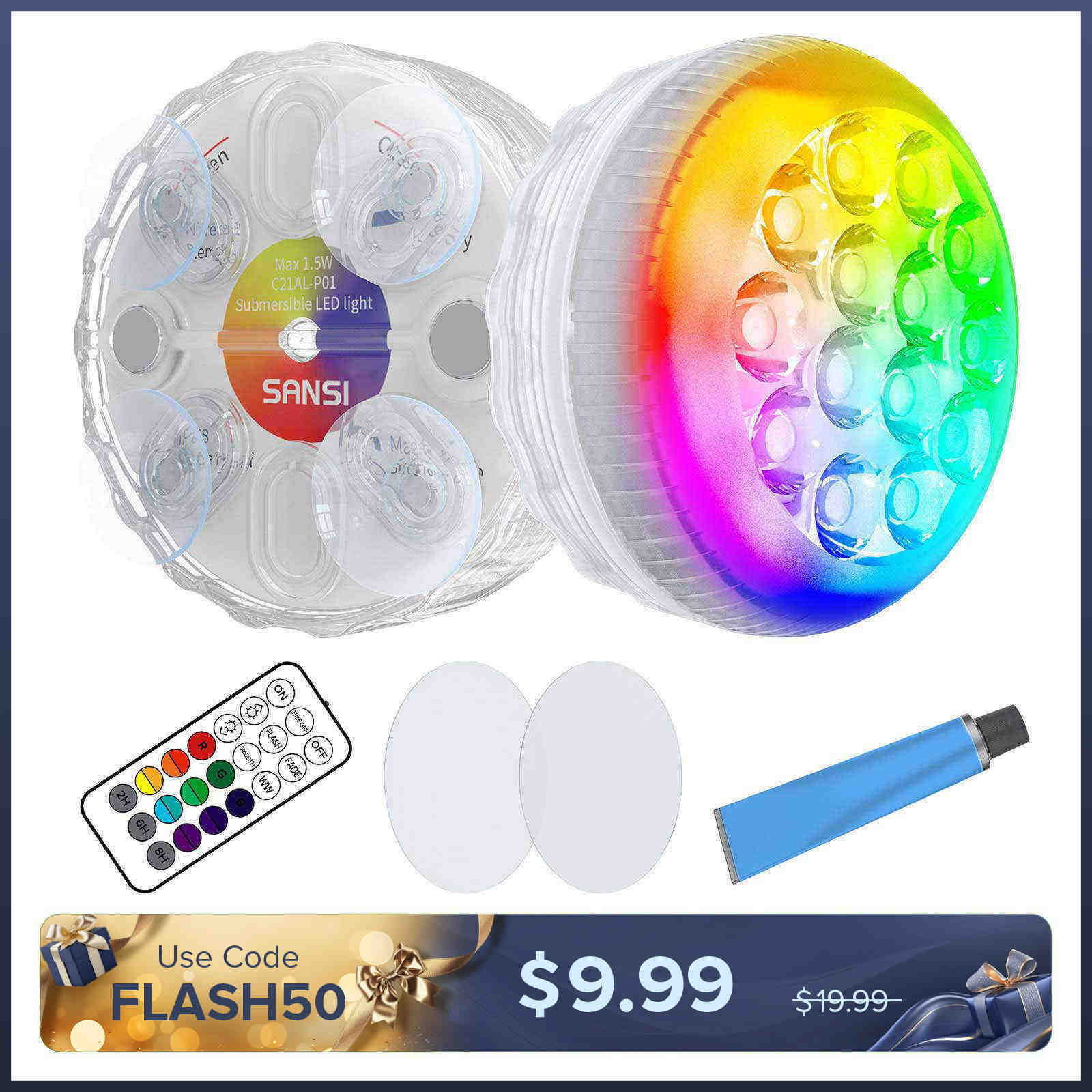 Upgraded RGB LED Submersible Pool Light