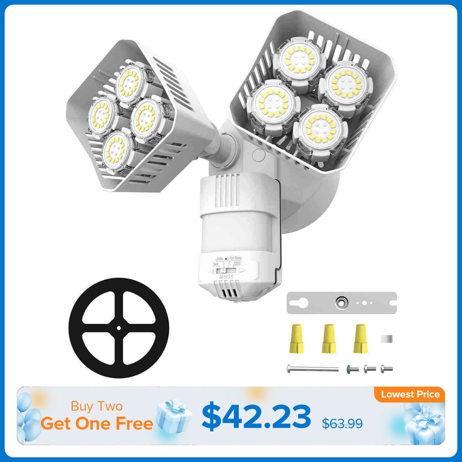 Square Upgraded 54W Led Security Light (Dusk to Dawn & Motion Sensor)(US/CA ONLY)
