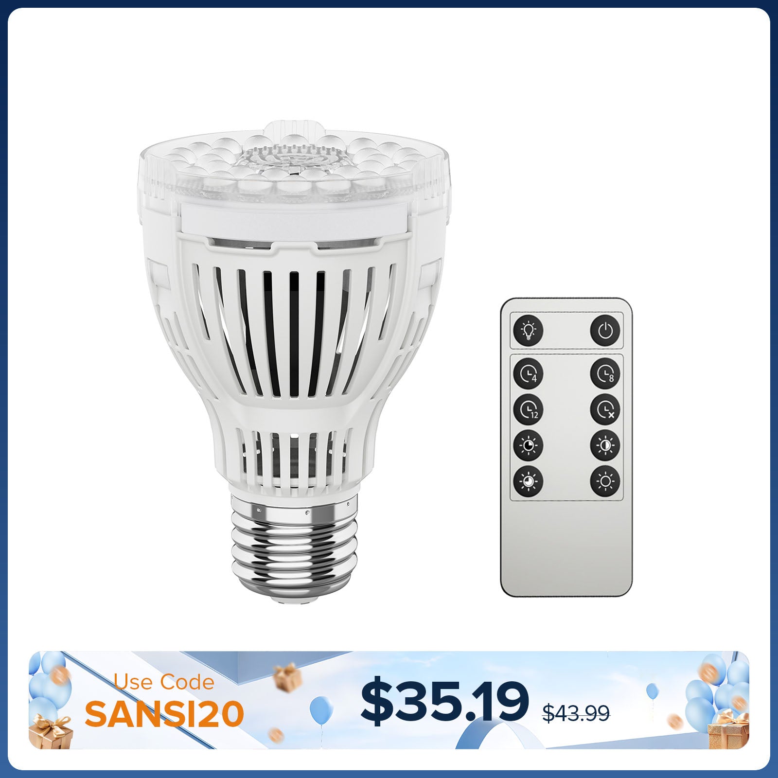 SANSI A19 10W Ampoule de culture LED avec télécommande (EU/UK UNIQUEMENT)