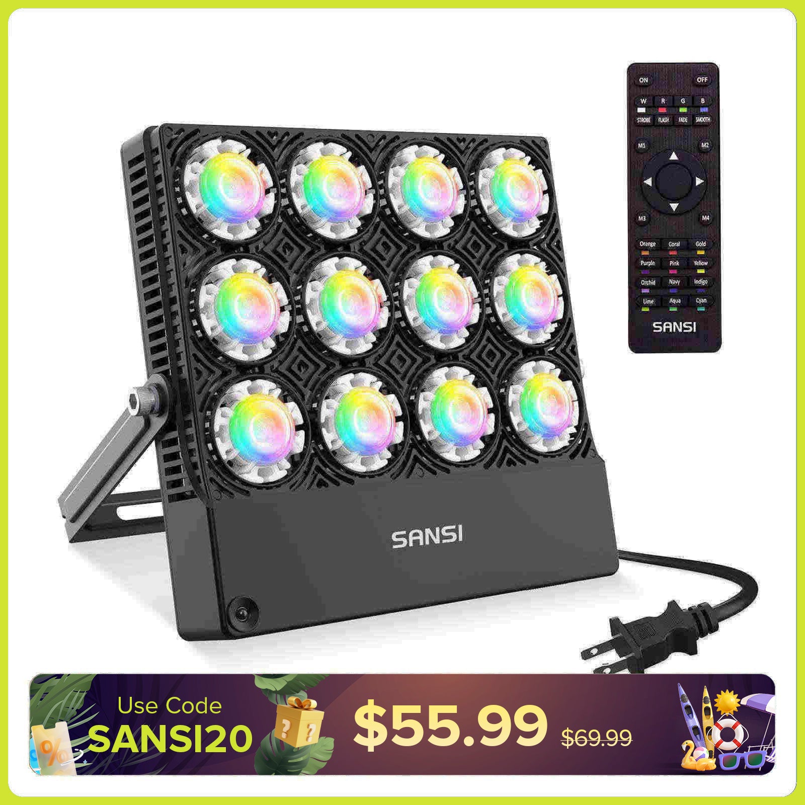 70W RGB LED Flood Light(US ONLY)