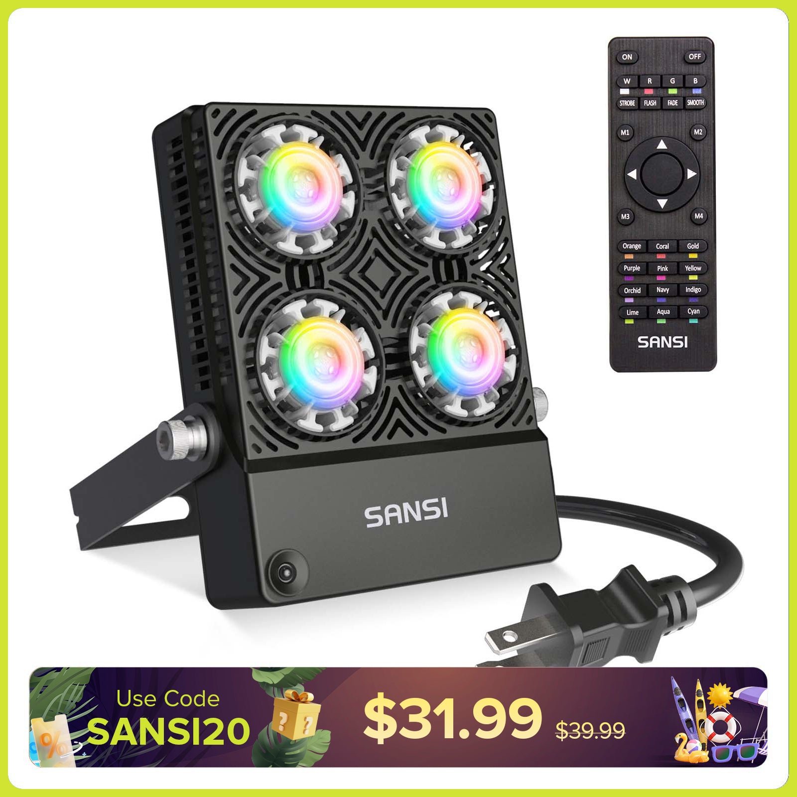 30W RGB LED Flood Light (US ONLY)