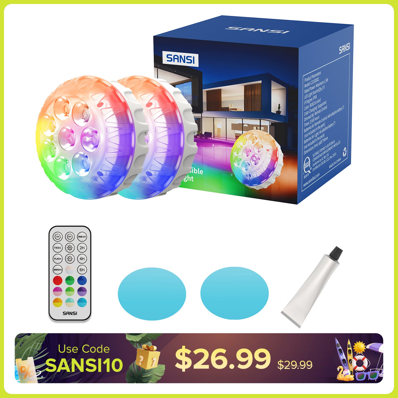 SANSI Upgraded RGB Pool Light
