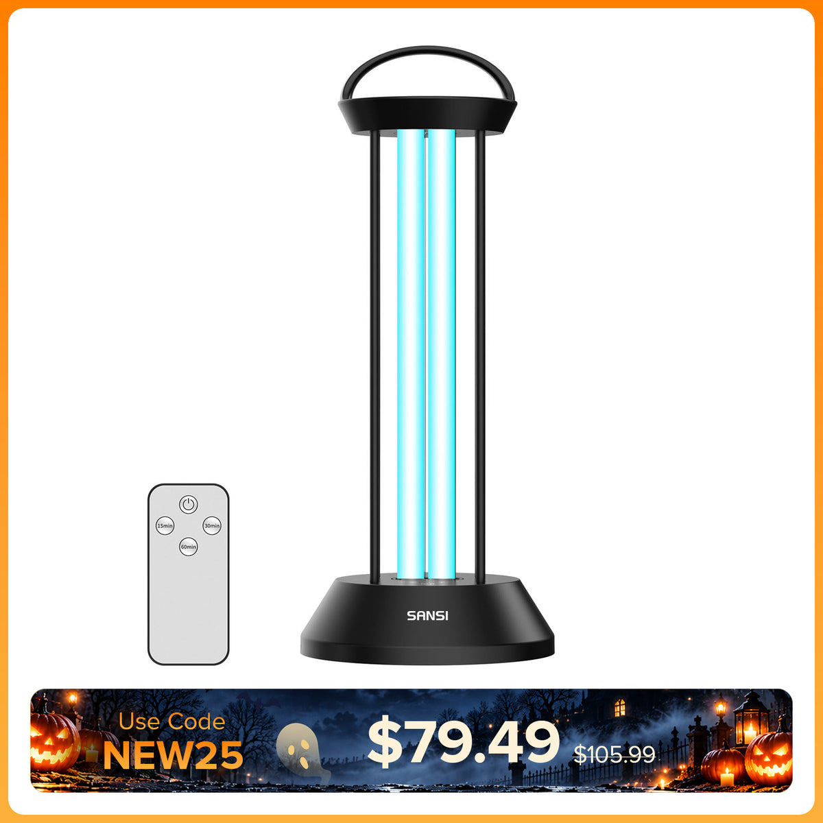 SANSI 42W Portable UV Light Sanitizer with Remote Control (US ONLY)