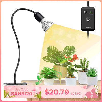 Lampada LED da coltivazione con clip, regolabile, a 1 testa, da 10 W, con timer (SOLO USA/CA) 