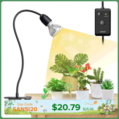 10W Verstellbare 1-Kopf-Clip-on-LED-Pflanzenlampe mit Timer (NUR USA/Kanada)