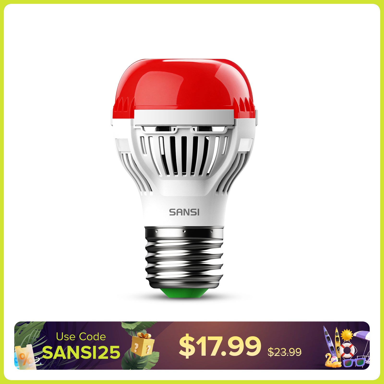 SANSI A15 6W 670nm Red Light Bulb for Sleep Therapy(US/CA ONLY)