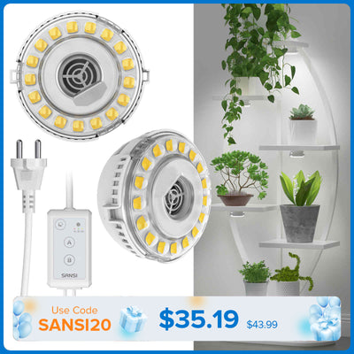 SANSI 10W LED Puck Grow Light With Timer & Dimmer