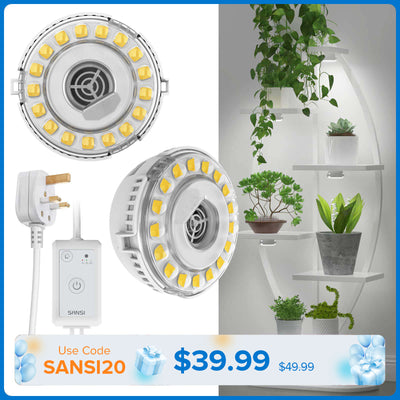 SANSI 10W LED Puck Grow Light With Timer & Dimmer