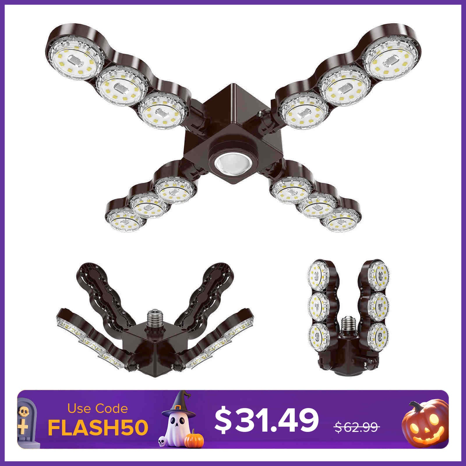 60W LED Infrared Sensor Garage Light (Folding Wings) (US ONLY)
