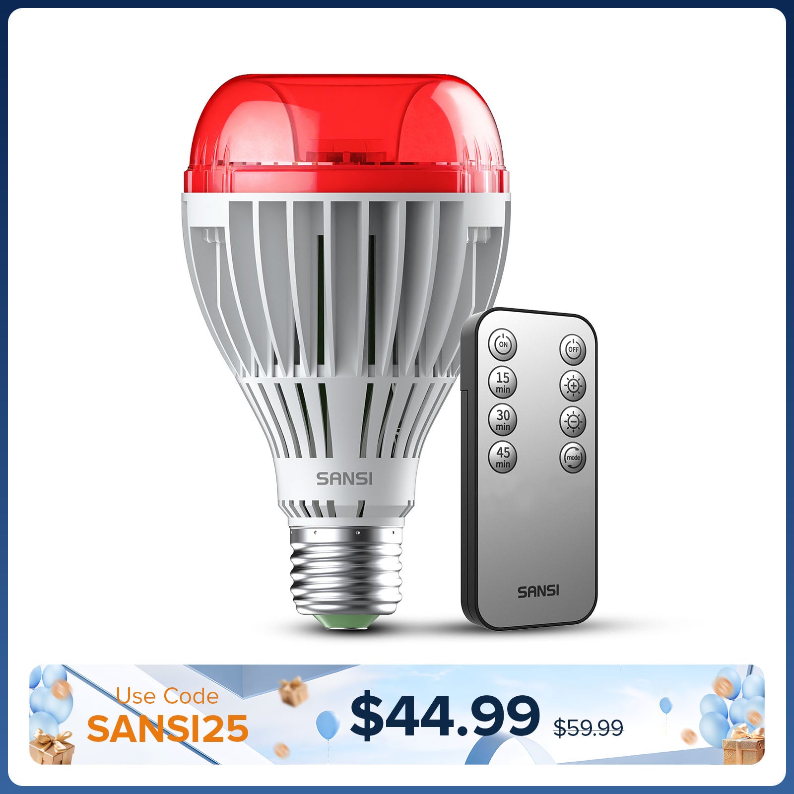 SANSI A21 25W 670nm Red Light Bulb for Sleep Therapy (US/CA ONLY)