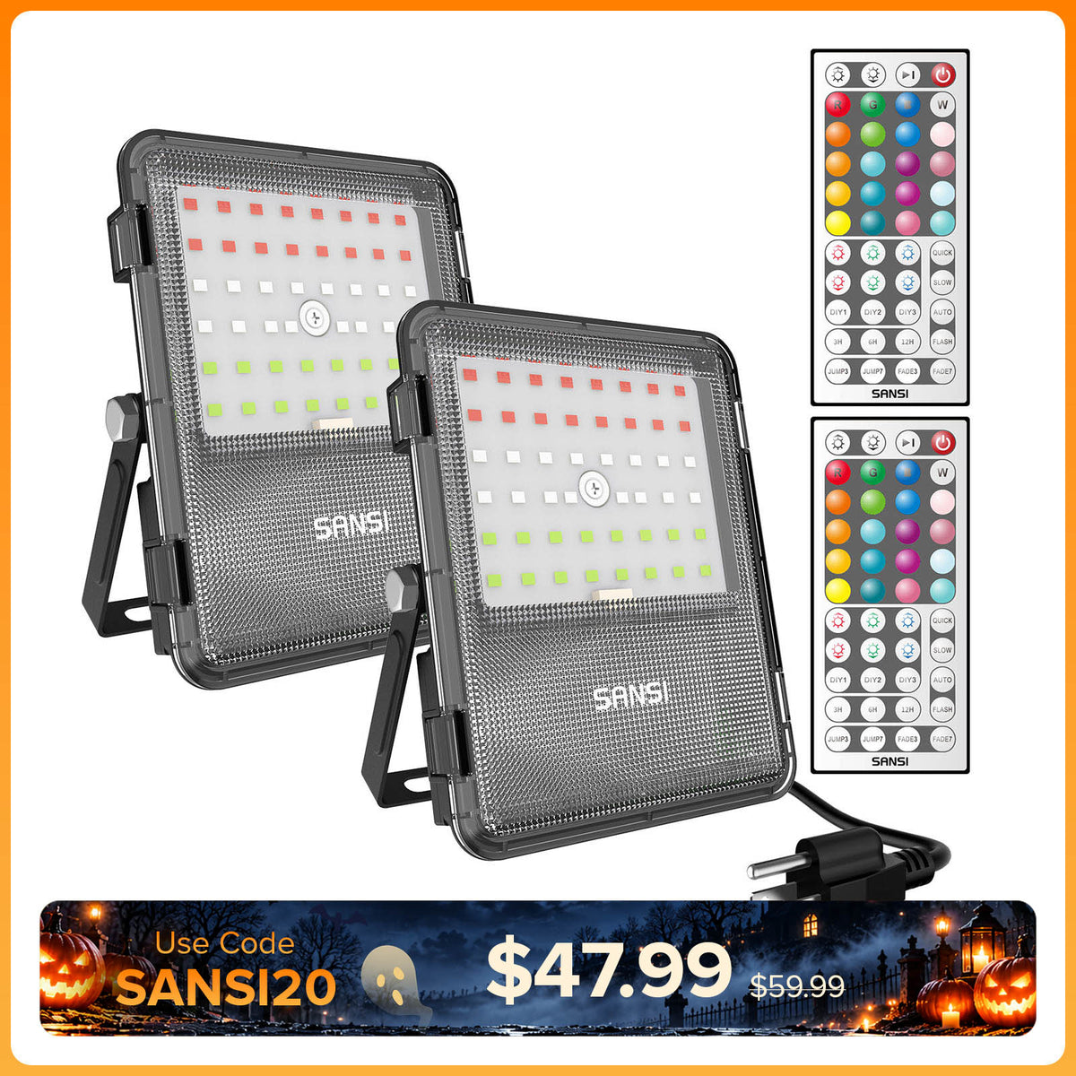 SANSI 80W RGB LED Flood Light (US ONLY)