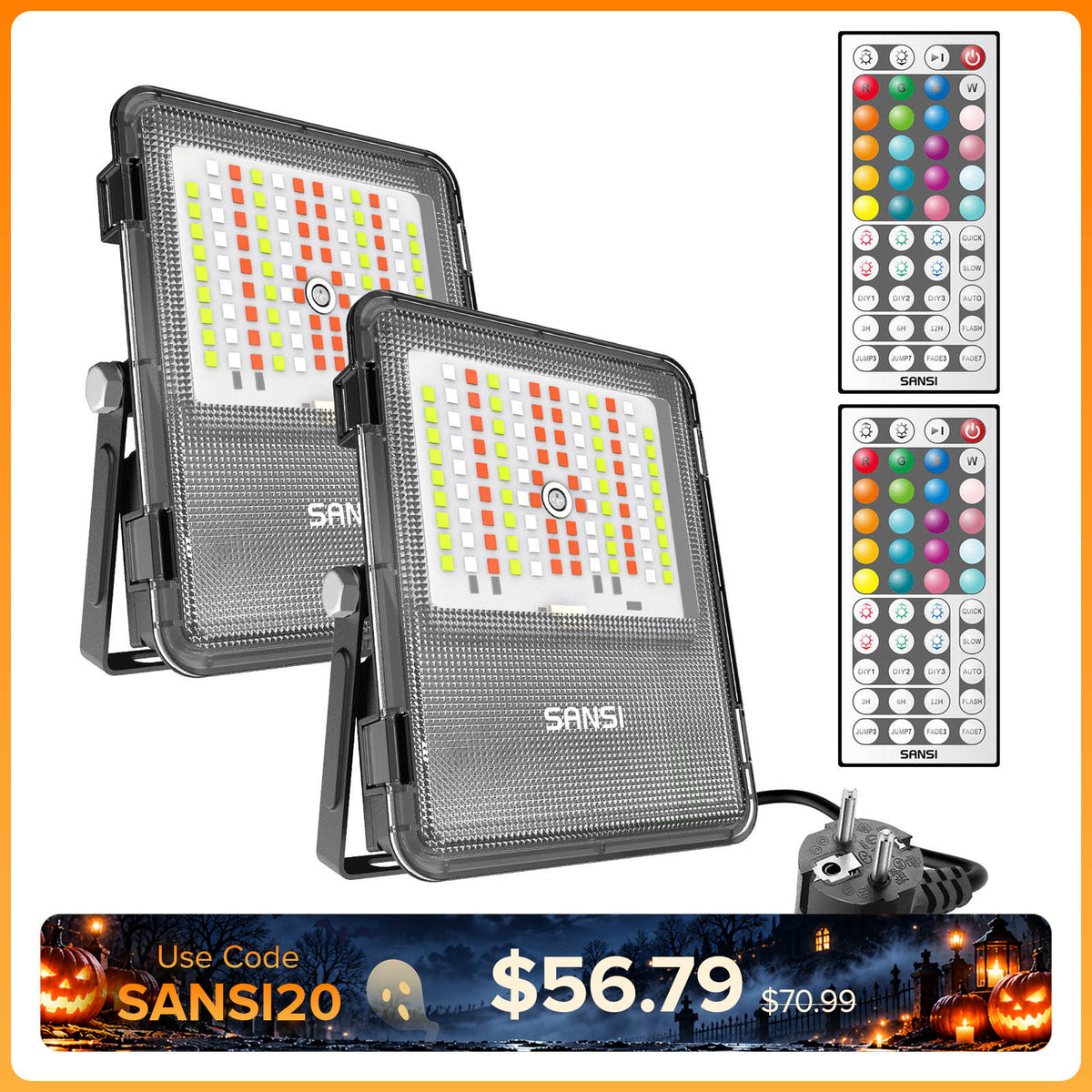SANSI 20W RGB LED Flood Light (EU ONLY)