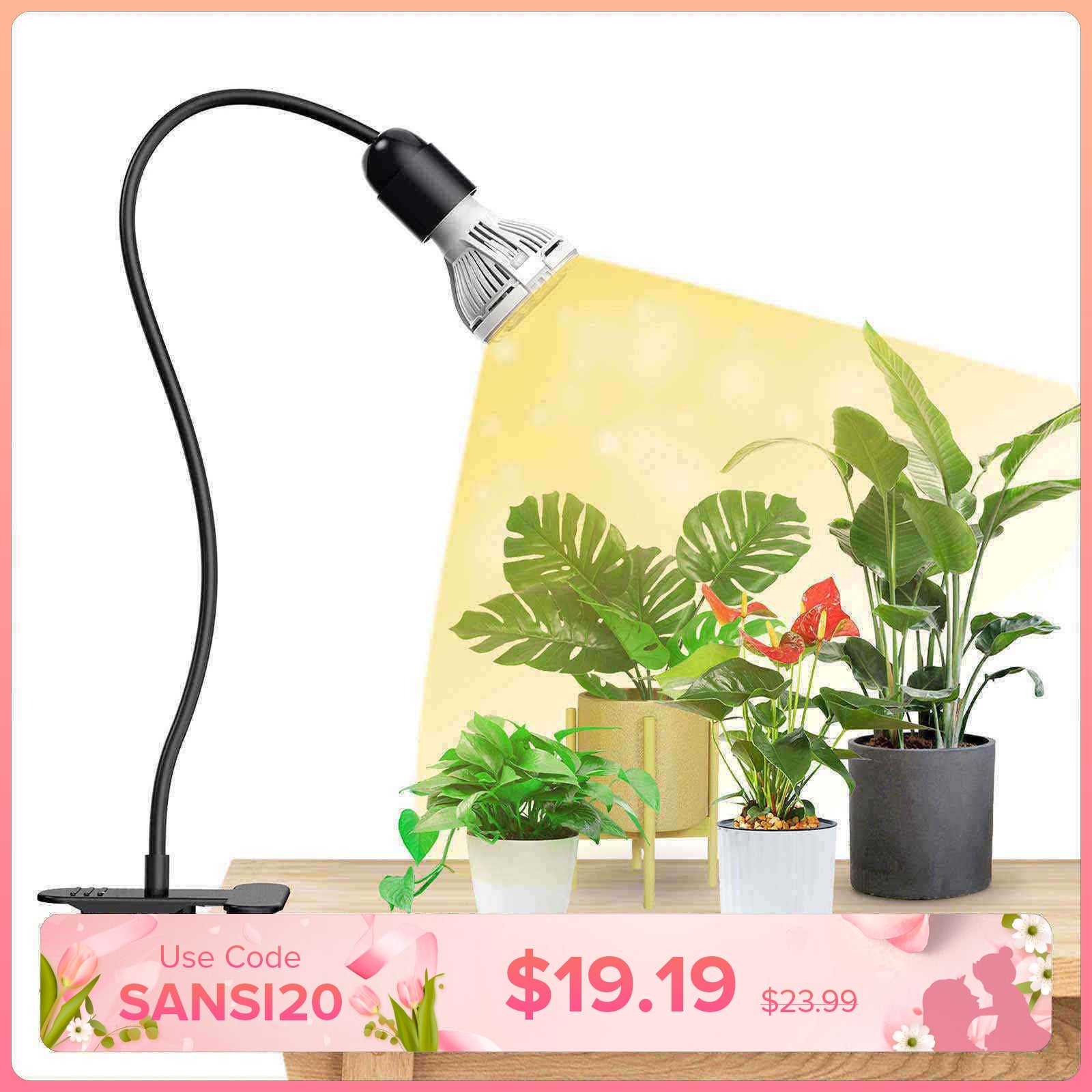 10W Adjustable 1-Head Clip-on LED Grow Light (US/CA ONLY)