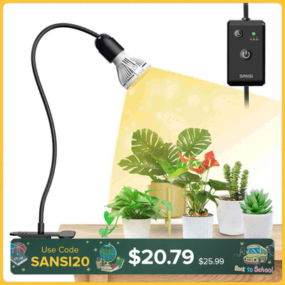10W Adjustable 1-Head Clip-on LED Grow Light with Timer (US/CA ONLY)