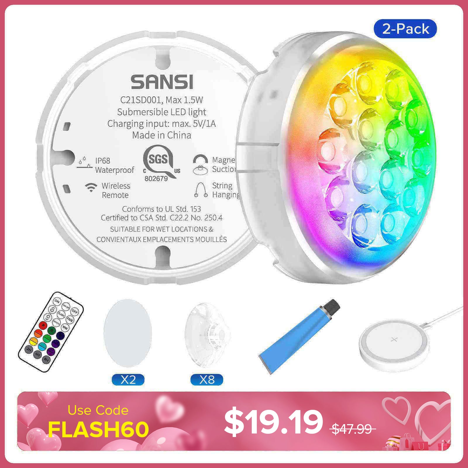 Wireless Charging RGB Color Changing Mood Light (US ONLY)