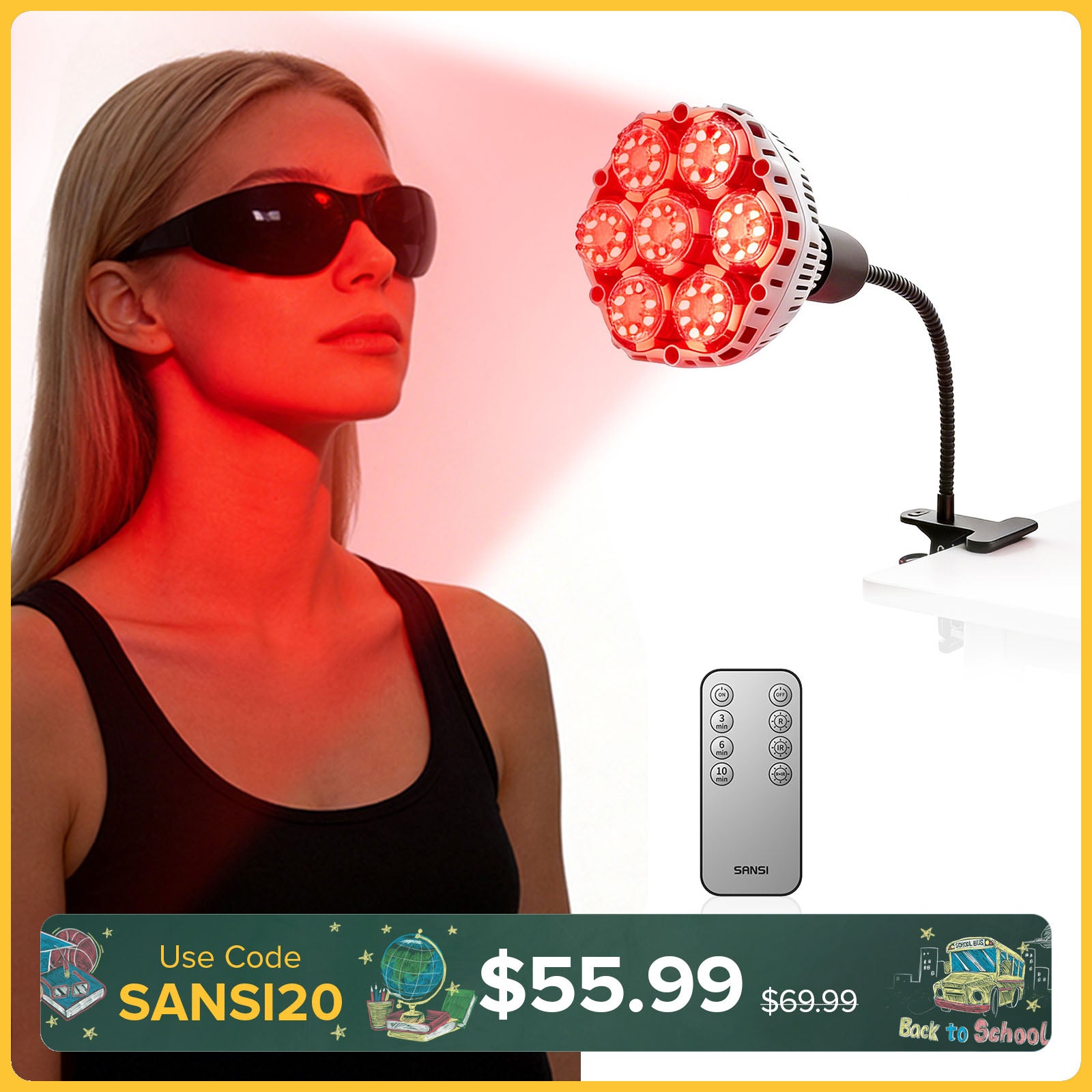 SANSI 32W Red Light Therapy for Body Face with Clip(US/CA ONLY)